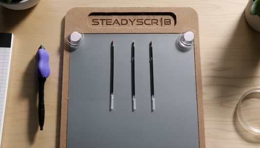 SteadyScrib Combo Pack: Parkinson's Pen Set + Gel Ink Cartridge Replacement (3-Pack)